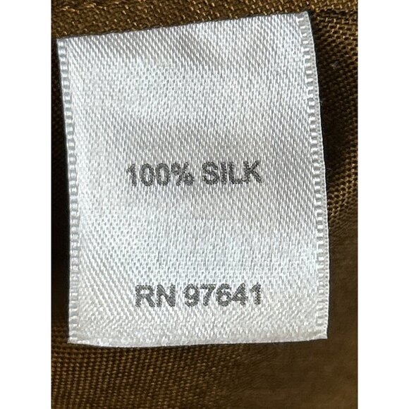 J.Jill‎ Blouse Womens Large Gold Brown 100% Silk Button-Up Long Sleeve Tunic - Picture 4 of 7